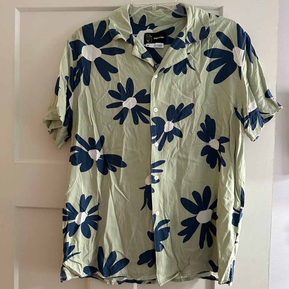 Green and Blue Floral Men's Shirt